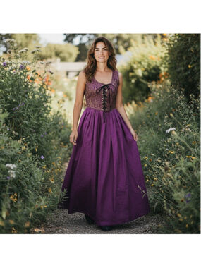 The Pyramid Collection Purple Lace-Up Maxi Dress Fairycore Renaissance Size L